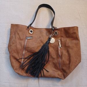 Steve Madden Tan Tote with Black Tassel